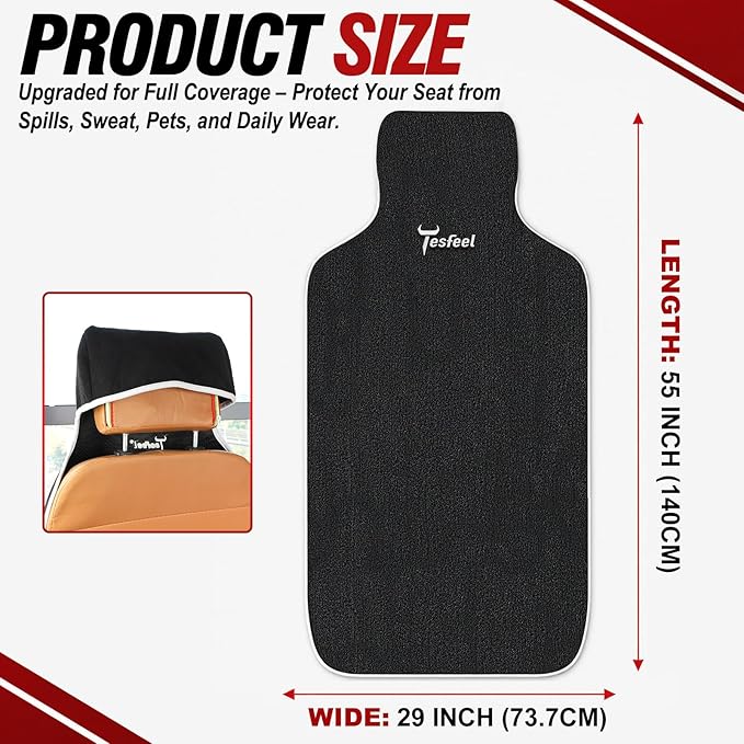 Car Seat Cover Towel 2PCS, 1200g Ultra-Thick Absorbent Terry Cloth Seat Protector for Post-Gym Sweat & Beach,Universal Fit for Sedans SUV Trucks,Machine Washable Interior Protection (Black)