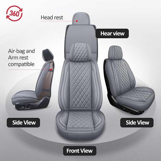 MIROZO Silverado Sierra Front Seat Covers,2PCS Truck Seat Covers Waterproof Pickup Seat Covers Compatible with 2007-2026 Chevy Silverado GMC Sierra 1500 2500HD 3500HD (Grey,2PCS Front)