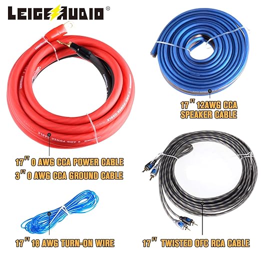 0 Gauge Amp Wiring Kit Complete 0 AWG Amplifier Installation Wiring Kit - Car Subwoofer Wiring Kit Helps You Make Connections and Brings Power to Your Radio, Subwoofer and Speakers