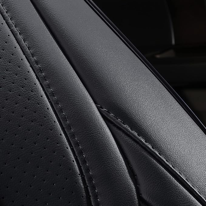 Huidasource Wrangler JL Seat Covers 4 Door, Waterproof Leather Car Seat Covers Full Set, Custom Seat Cushion Protector Fit for Jeep Wrangler JL 4-Door 2018-2025 with Rear Cupholder (Full Set/Black)