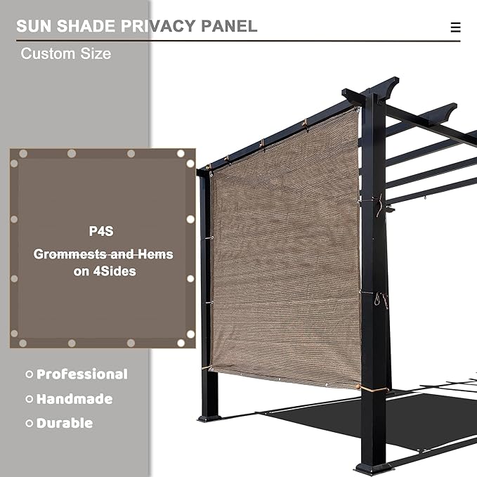 Alion Home Sun Shade Privacy Panel with Grommets and Hems on 4 Sides for Patio, Awning, Window, Pergola or Gazebo - Mocha Brown (12' x 16')