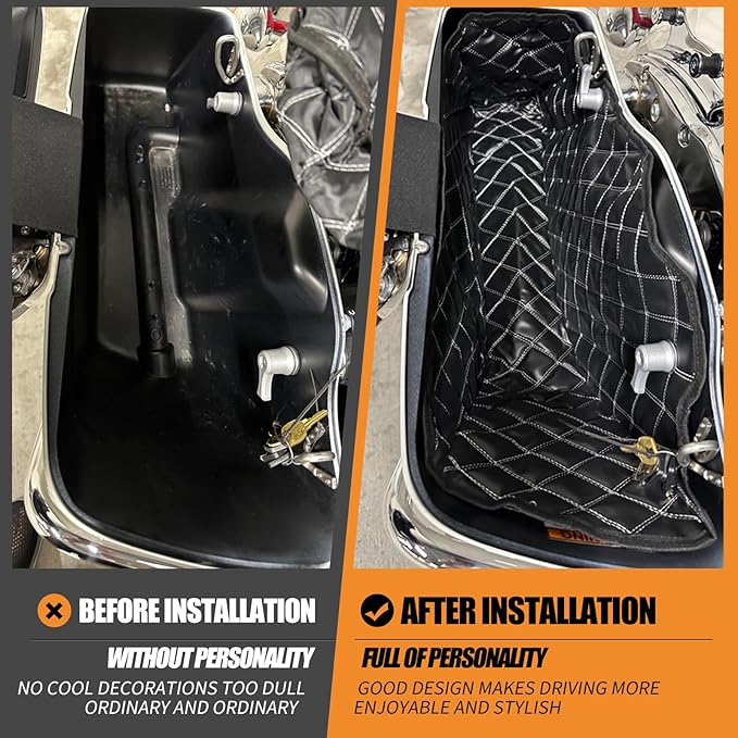 Saddlebag Liners Fit for Harley Touring 2014-2023 | 5-Inch Stretched Bag Inserts, White Stitching, Fits Road King, Road Glide, Street Glide & Electra Glide Stretched Saddlebags