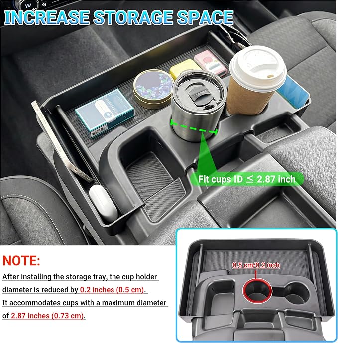 Center Console Hanging Organizer Compatible with 2019-2026 Chevy Silverado/GMC Sierra 1500, 2020-2026 Silverado/Sierra 2500HD 3500HD Accessories, Cup Holder Storage Box Tray (Fit Jump Seat)