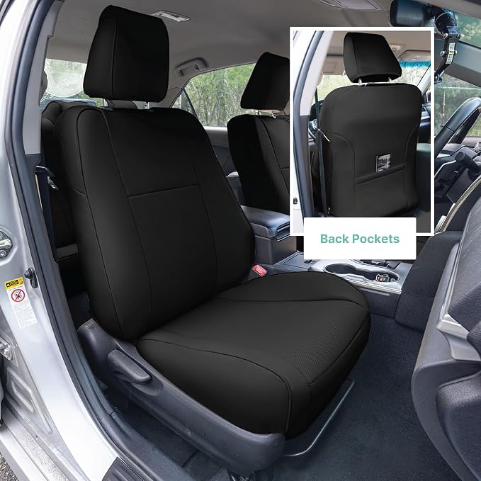 FH Group Custom Fit Seat Covers Specifically Made for 2012-2017 Toyota Camry LE | SE | XSE | XLE - Faux Leather, Waterproof Car Seat Cover, Full Set Black