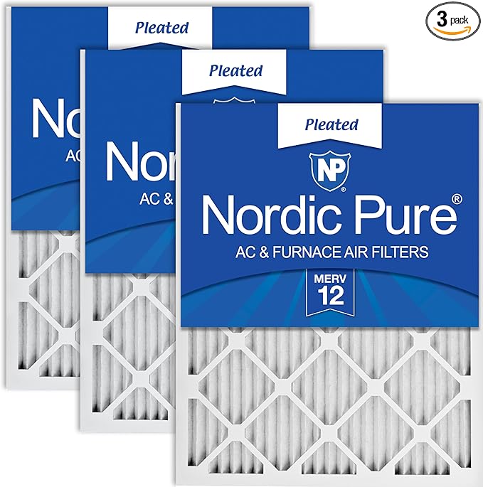 Nordic Pure 18x18x1 (Actual Size: 17 3/4 x 17 3/4 x 3/4) Pleated MERV 12 Air Filters 3 Pack