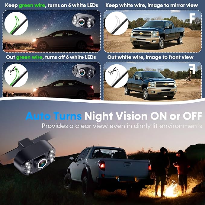 Backup Camera Ease Install for 2 Cars - 2-Pack, Plug & Play, HD 1080P Rear View Camera Kit, Waterproof, Night Vision for Car, Truck, SUV, Van