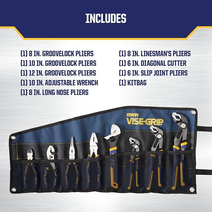 IRWIN Tools VISE-GRIP GrooveLock Pliers Set, 8 Piece, 2078712