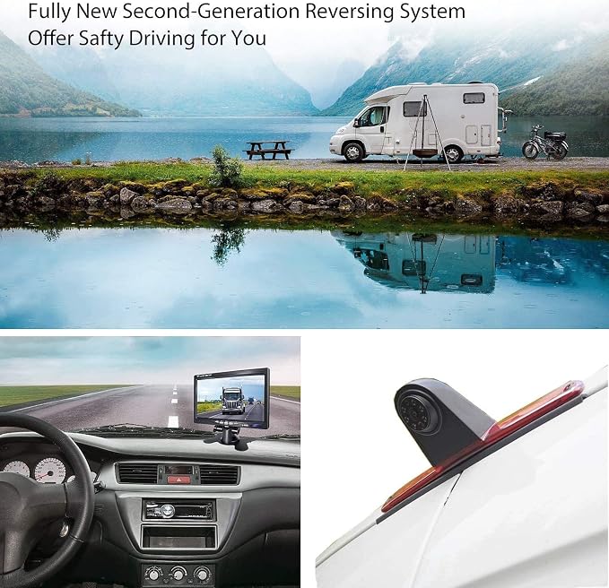 Brake Light Reversing Backup Camera Kit with 7'' TFT LCD Monitor for 2007-2018 Mercedes Benz Sprinter/Dodge Sprinter/VW C Rafter Vans Parking Safety…