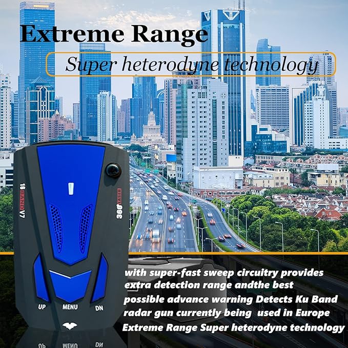 Newly Driving Aids Laser/Radar Detectors for Cars with Led Display, Long Range Detection, Mute Memory, City/Highway Mode Detectors, Ideal Gifts for Cars (Blue)