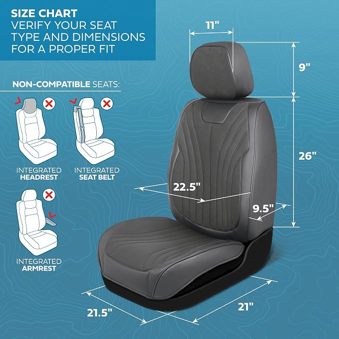 MotorBox Haven Series Suede Edition Seat Covers for Cars, Front Seat Covers, Two-Tone Suede Style and PU Leather Gray Car Seat Covers for Cars Trucks SUVs, Front Seats Only