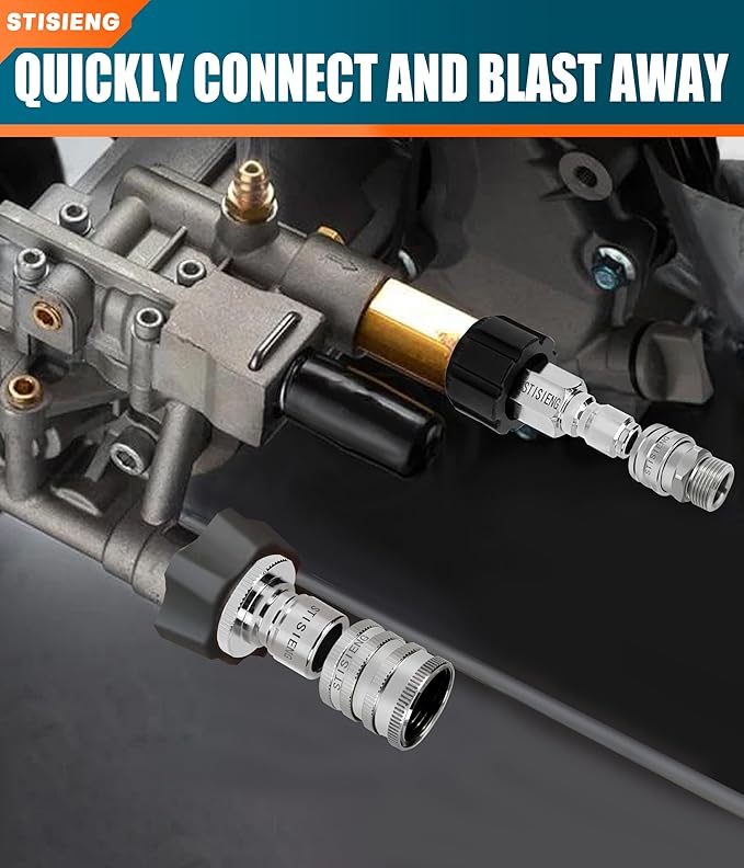 M22-14mm Pressure Washer Quick Connect Kit, M22 Swivel to 3/8" Quick Connect, 3/4" to Quick Release, Pressure Washer Adapter for Garden Hose and Power Washer Systems
