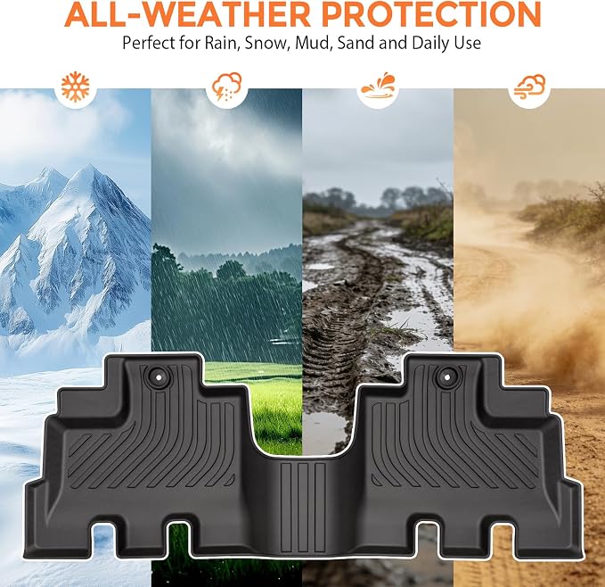 Floor Mats for Jeep Wrangler JK Unlimited 4 Door 2014-2017 (Not for JL, 4XE or 2 Door), Custom Fit Heavy Duty TPE All Weather Protection, Waterproof Non-Slip Black (Two-Row Floor Mats)