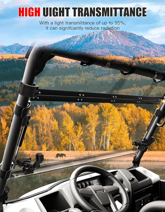 3-in-1 Flip Up Windshield for Kawasaki Mule Pro MX,Clear 1/5" Hard Coated Front Flip Windshield UTV Adjustable Windscreen for Kawasaki Mule Pro MX 2019-2026 Accessories,Can Open/Vented/Closed