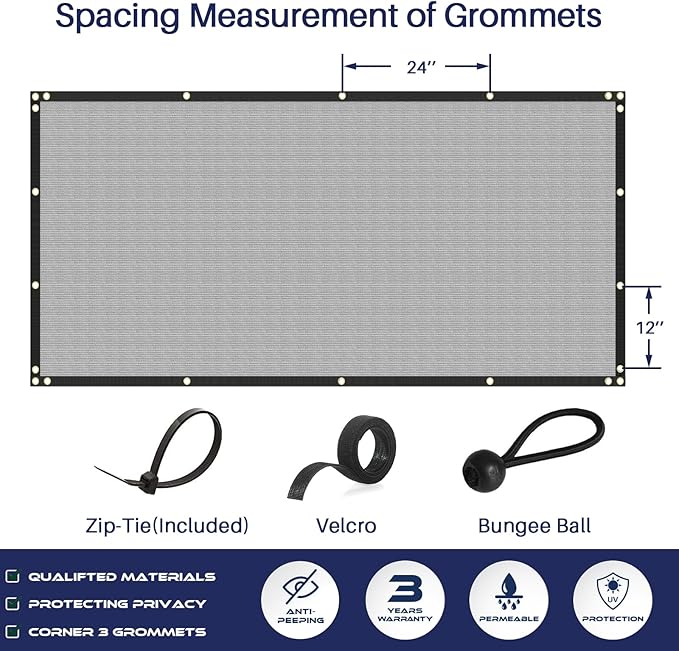 Windscreen4less Privacy Fence Screen Heavy Duty Windscreen Fencing Mesh Fabric Shade Net Cover with Brass Grommtes for Outdoor Wall Garden Yard Pool Deck, 8'x233' Light Gray