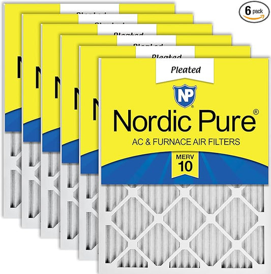 Nordic Pure 18x24x1 (Actual Size: 17 1/2 x 23 1/2 x 3/4) Pleated MERV 10 Air Filters 6 Pack
