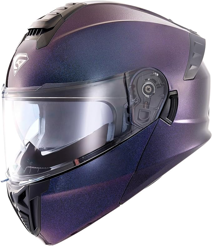 KYPARA Motorcycle Dual Visor Flip up Modular Full Face Helmet with DOT Certification of Impressionism