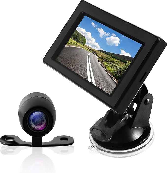 Pyle Backup Car Camera Rear View Screen Monitor System - Parking & Reverse Safety Distance Scale Lines, Waterproof, Night Vision, 170° View Angle, 4.3" LCD Video Color Display for Vehicles - (PLCM44)