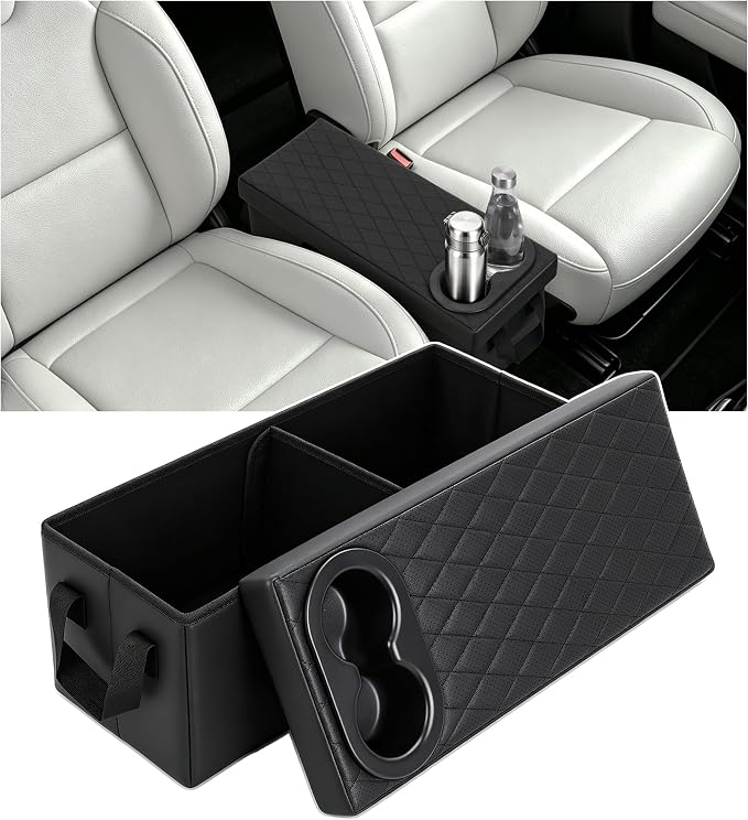 Car Seat Organizer For 2019-2026 Kia Telluride/Subaru Ascent 7 Seater, Car Seat Aisle Storage Box with Cup Holders For Kia 2021-2025 Sorento 6 Seater, Foldable Backseat Console Bin