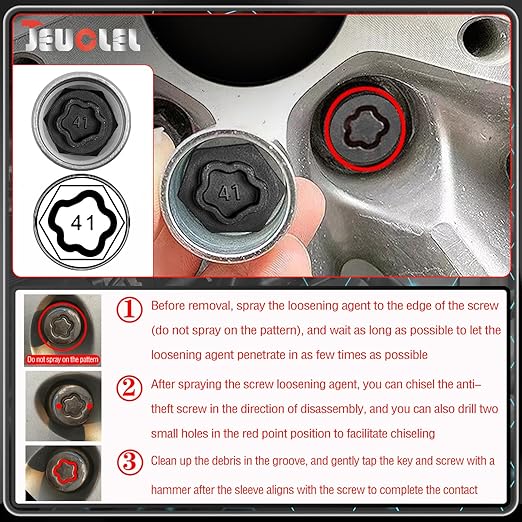 21PCS Wheel Locking Nut Key Kit Compatible with BMW Series, Wheel Lock Nut Socket Adapter Set, Wheel Anti-Theft Lug Nut Removal Tool, Anti-Theft Screw Remover
