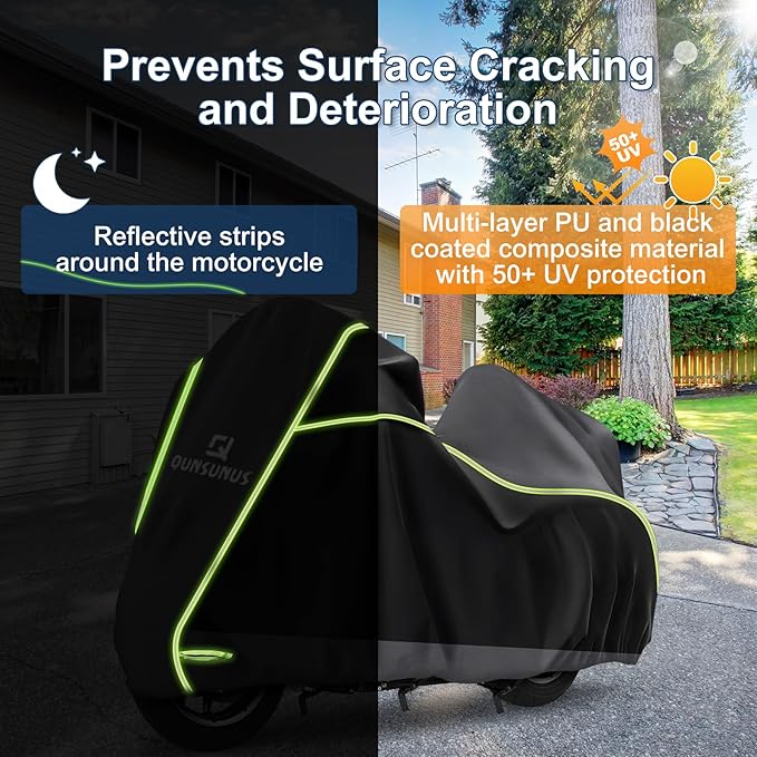 QUNSUNUS Motorcycle Cover for Ultra Limited,Road Glide Limited,Gold Wing,Road Master with Vent Holes and Lock Holes for Wind, Sun, UV and Dust Protection