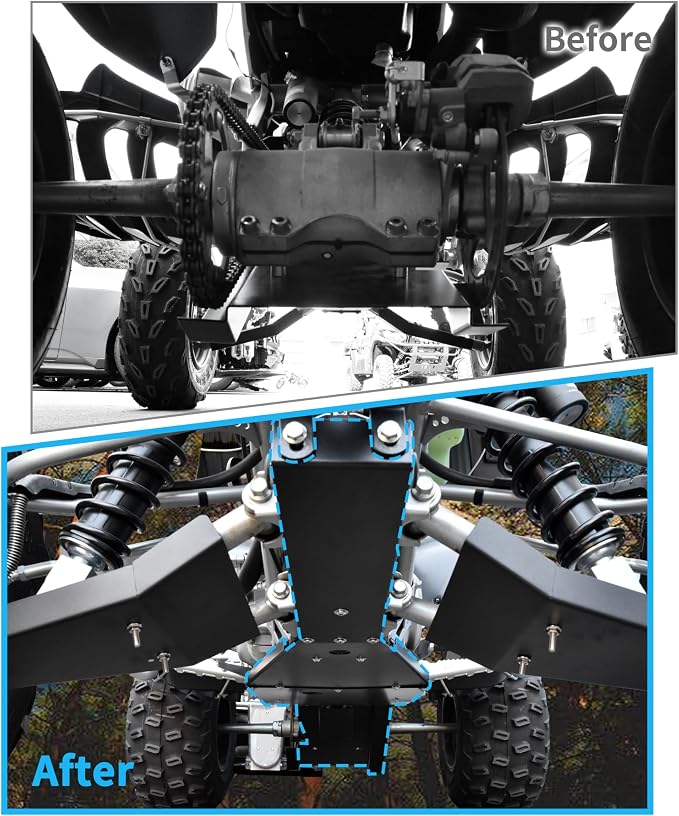 Full Chassis Glide & Swing Arm Skid Plate Gaurd for Yamaha Raptor 700 700R 2006-2025, Combined ATV Aluminum Full Chassis Frame Skid Plate Replace# 1AS-F84NO-V0-00 GYT-1S333-00-AL