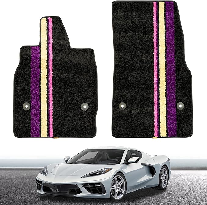 Black Floor Mats Protectors Floor Liners Compatible with for Corvette C8 Coupe 2020-2026 Accessories All Weather Anti-Scratch Wear-Resistant Floor Protection Carpet Foot Pad