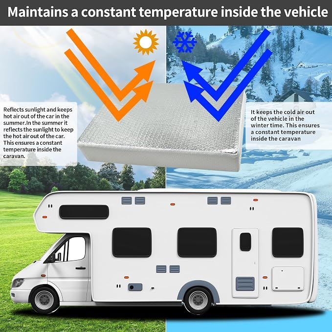 2PCS 14"x14"x3" Universal RV Vent Insulator, RV Skylight Cover with Reflective Surface, Skylight Shade Energy Savings Sunroof Fits for 14 Inch X 14 Inch RV/for Camper Vents