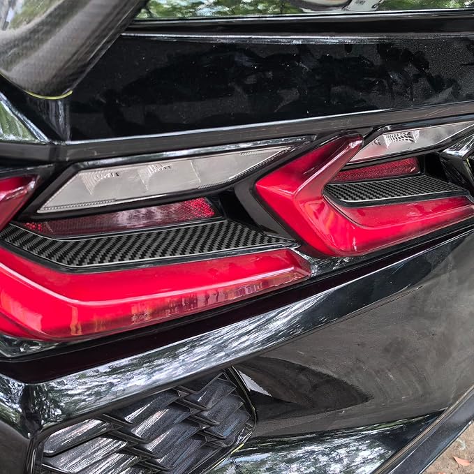 Real Carbon Fiber Tail Light Trim Compatible with Corvette C8 2020-2026, Exterior Decor Sticker Accessories