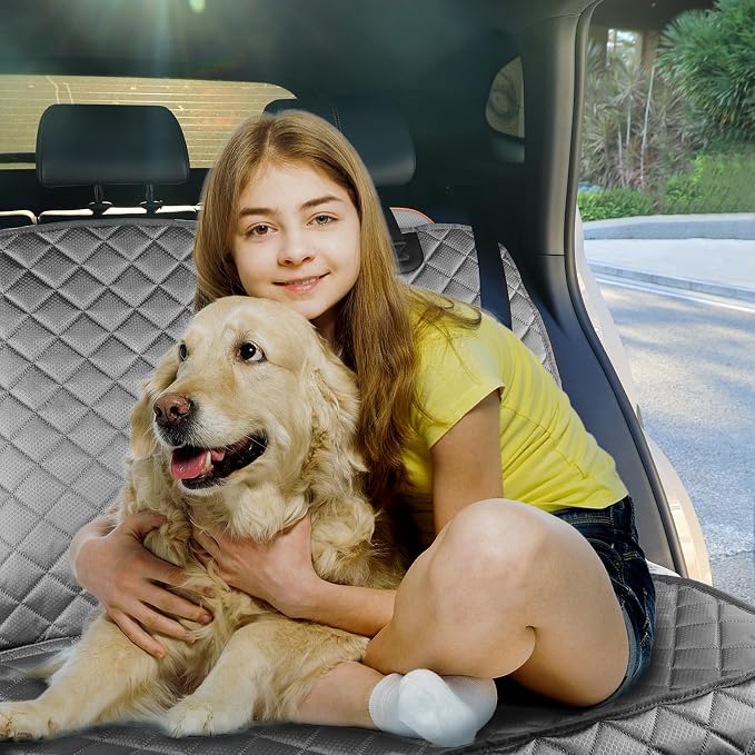 PETICON Dog Car Seat Cover and Cargo Liner, Nonslip Durable Pet Back Seat Bench Cover and Waterproof Pet Cargo Cover for Cars, Trucks, SUVs, Jeep, Bundle