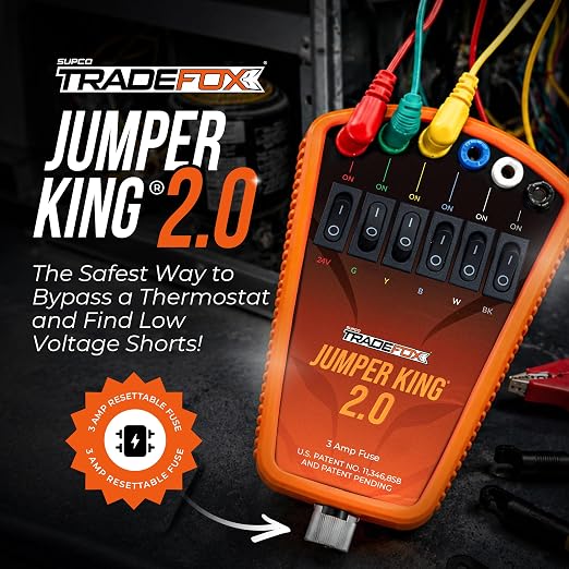 Supco Tradefox Jumper King 2.0 | HVAC Thermostat Bypass Tool & Low Voltage Short Finder