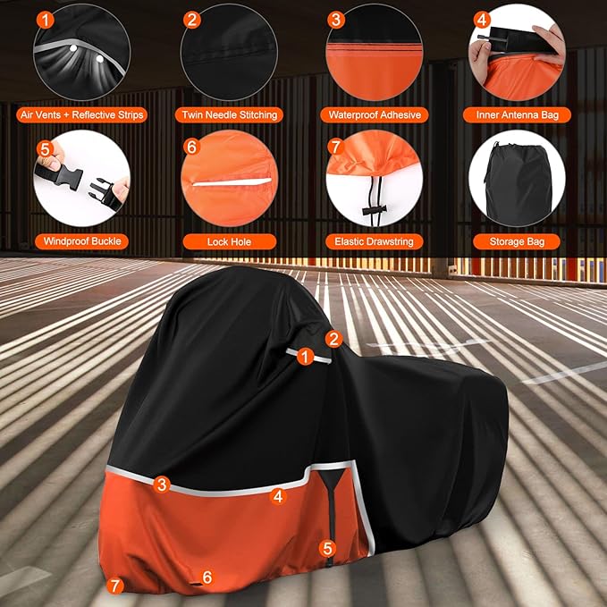 Waterproof Motorcycle Cover Replace for Honda Scooter Model, 420D Oxford Cloth Honda Ruckus, Metropolitan, Dio and ADV150 Scooter Cover for Snow Rain Dust Protection