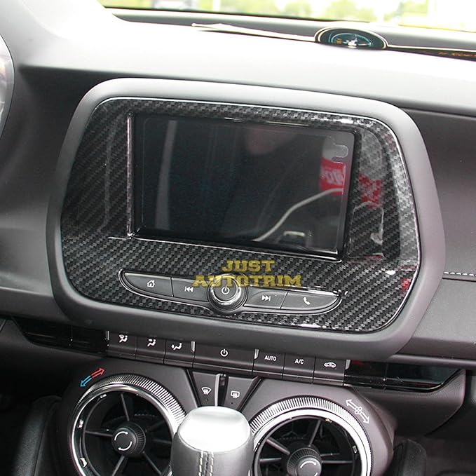 Korlot Carbon Fiber Style Central Control Navigation Screen Shift Panel Steering Wheel Cover Trims Kit Accessories for Chevrolet Camaro 2017-2024