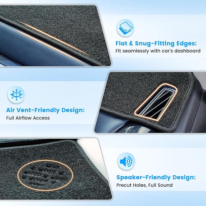 KUST Black Dash Cover Compatible with Honda Civic 2022-2026 Dashboard Cover Accessories for Civic Non-Slip Polyester Dashboard Mat Custom Fit Center Console Sunshield Protector No Glare