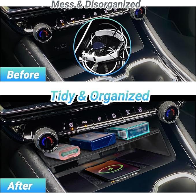 Center Console Organizer Compatible with 2024-2026 Chevy Traverse Interior Accessories, Storage Box Insert Divider Compartment Tray; Not fit for 2024 Chevy Traverse Limited