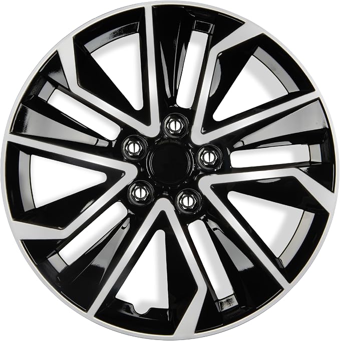 BDK 16 Inch Hubcaps Set of 4 – OEM Replacement Snap-On Wheel Rim Covers - Universal Fit Car Wheel Cover for Cars, Trucks, SUV, Vans Durable ABS Black & Silver 10-Spoke Hub-Cap Car Accessories Exterior