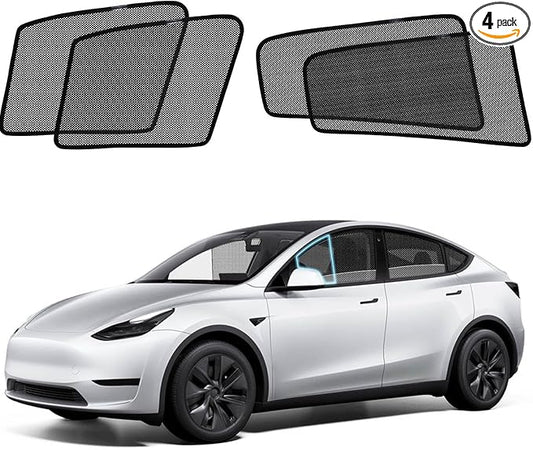 Model Y Side Window Sun Shades, 2020-2025 Vehicle Interior Shade for Baby Mesh Covers, Breathable, UV Protection and Heat Insulation (Tesla Model Y(2020-2025Not Juniper)), Front+Rear side-4pcs