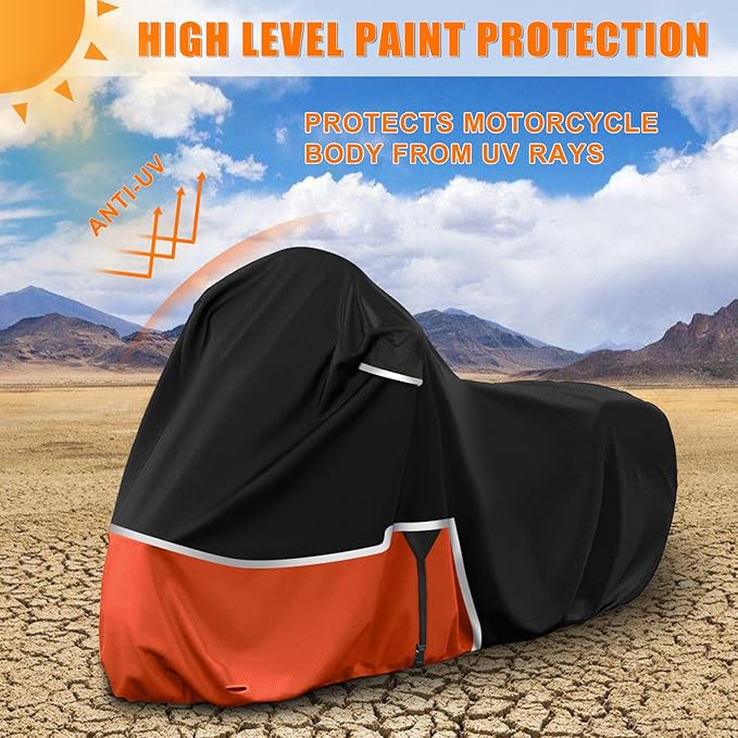 Waterproof Motorcycle Cover Replace for Honda Rebel 300 500 1100 and Shadow 750/ Vtx 1300 /Fury, 420D Oxford Cloth Motorcycle Cover for Snow Rain Dust Protection