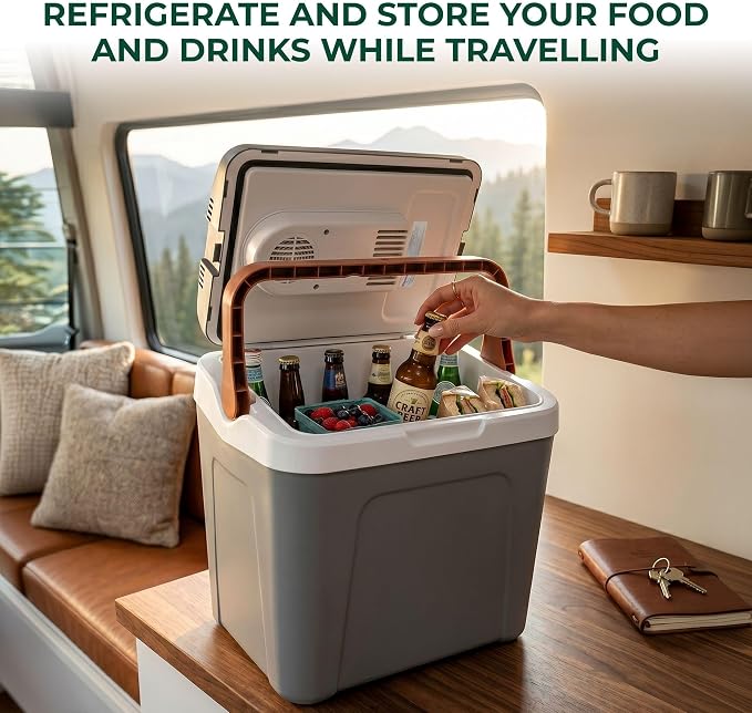 Koolatron 12V Iceless Cooler & Warmer – Portable 26 qt Electric Cooler/Nevera Portátil Eléctrica for Car Truck Camper Boat Hard Sided Mini Fridge for Camping Picnic Travel Lunch Food Drinks Office