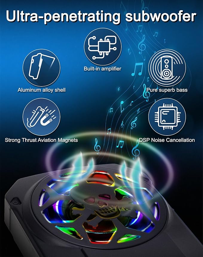 10-Inch Slim Car Subwoofer, 1200W Underseat with LED Ambient Light, Individual Control for Low Pass/Gain/Boost Bass, Loud Stereo Sound, Deep Bass Perfect for Truck/SUV/Jeep/MPV (Colorful)