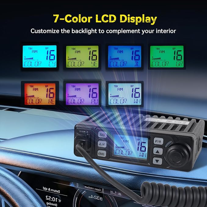 Retevis MB1 CB Radio kit, with Retractable Microphone Holder, Magnetic Antenna, External Speakers, Cigarette Lighter Plug, Long Range CB Radio for Truck