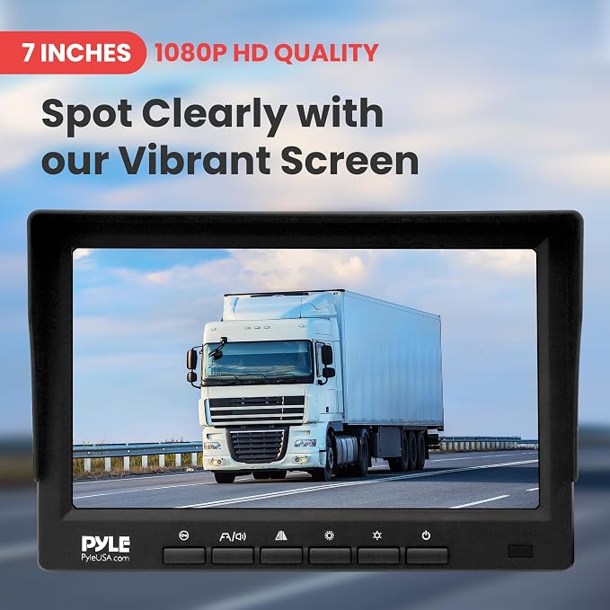 Pyle Rear View Camera with 7” Monitor, Wireless Backup Camera Kit with 1080p HD IPS LCD, IR Night Vision Backup Camera for Truck, SUV, Pickup, Travel Trailer, Waterproof Camera System