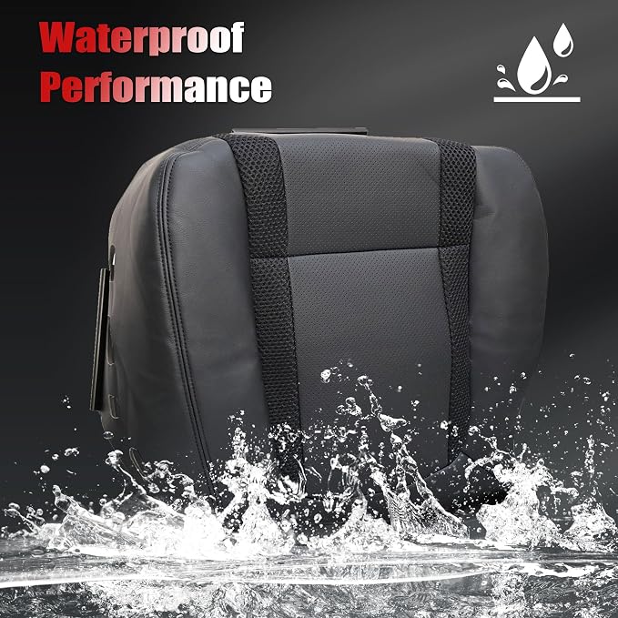 Front Driver & Passenger Bottom & Top Lean Back Replacement Perforated Leather Seat Covers Black Compatible with Ford F150 SVT 2010 2011 2012 2013 2014