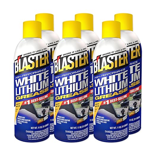 B’laster White Lithium Grease Spray – High-Performance Lithium Grease Spray – Helps Protect Against Moisture & Oxidation - Reduces Friction & Leaves a Durable Lubricating Layer – 11 oz (Case of 6)