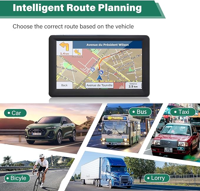 GPS Navigator for Car Truck RV, 7-Inch Car GPS with 2026 Maps Free Lifetime Updates, Voice Guidance, Speed Camera Alerts, Custom Truck Routing, Turn-by-Turn Voice Guidance (Blue)
