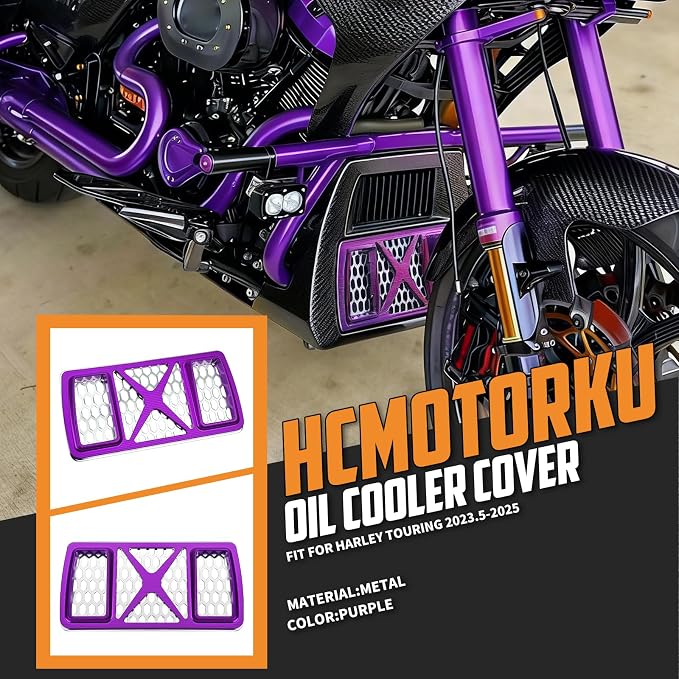 Radiator Guard Grille Oil Cooler Cover Fit For Harley Touring Road King Street Glide Electra Glide Ultra Limited 2023.5-2025 Purple
