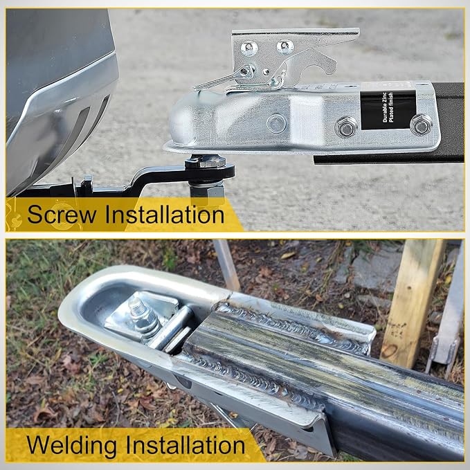 Nilight Straight Trailer Coupler with Security Latch&Chain for 1-7/8 Inch Hitch Ball, 3-Inch Channel,2000 LBS,Heavy Duty Trailler Tongue Coupler for Station Wagon, Truck, Bolted & Welded Installation