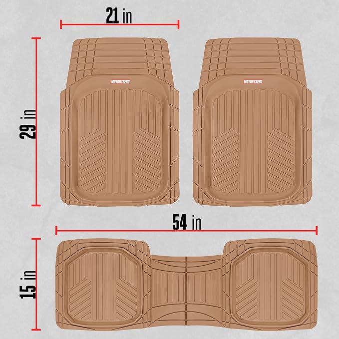 Motor Trend FlexTough™ Deep Dish Plus Rubber Car Floor Mats with Trunk Mat Cargo Liner, Front & Rear Combo Set fits Most Car SUV Van Coupe Sedan, Heavy Duty All Weather Trim to Fit
