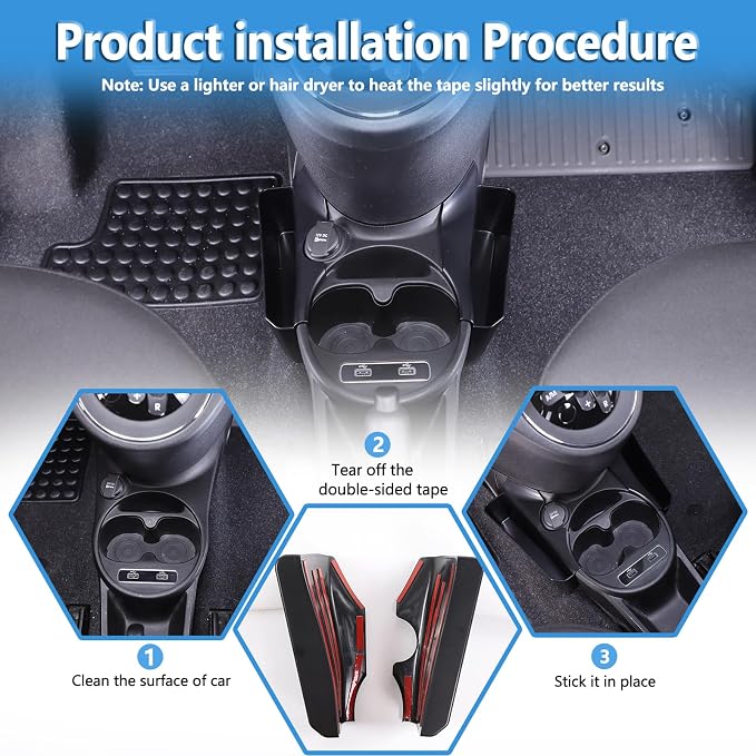 Gear Shift Organizer Tray Compatible with Fiat 500 2007-2024,Cup Holder Auxiliary Storage Box,Center Console Insert Container Secondary Storage Box Interior Accessories 2PCS (for Fiat 500 2016-2024)