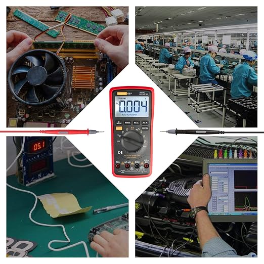 Auto Ranging Digital Multimeter TRMS 6000 with Battery Alligator Clips Test Leads AC/DC Voltage/Account,Voltage Alert, Amp/Ohm/Volt Multi Tester/Diode (Red)