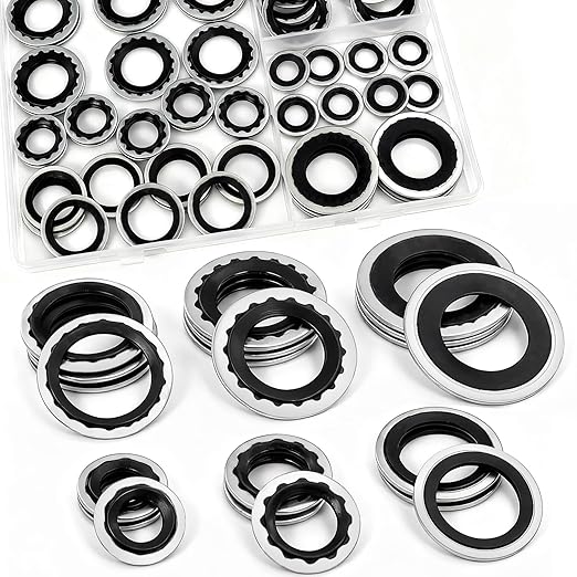 52 PCS AC Gasket Kit - R134a AC Seal Kit with Compressor Gaskets, A/C Line Seals Washers for Automotive Air Conditioner Repair & Maintenance - Stops AC Refrigerant Leaks